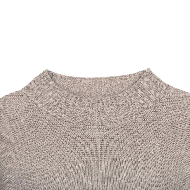 Khaki Grey Round-neck Wool Sweater