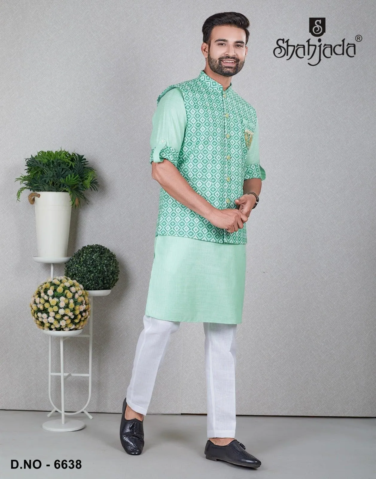 Kurta Jacket Set with Pants 6638