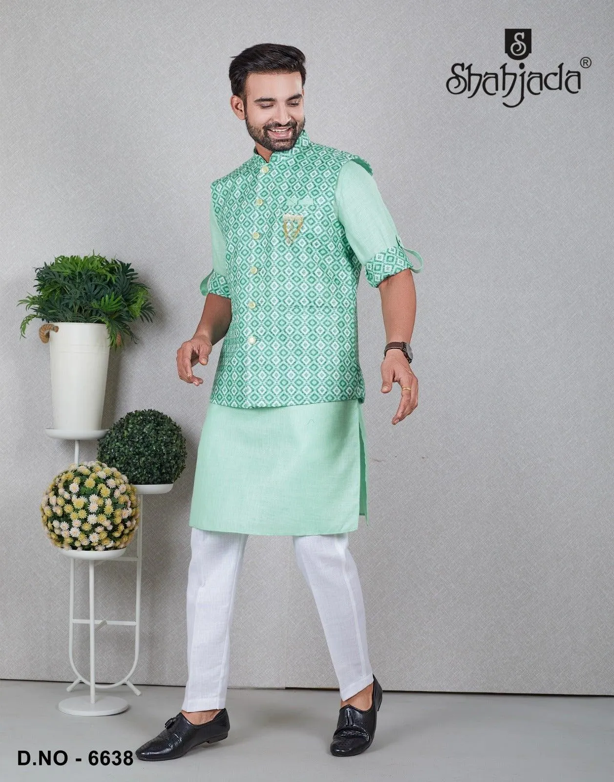 Kurta Jacket Set with Pants 6638