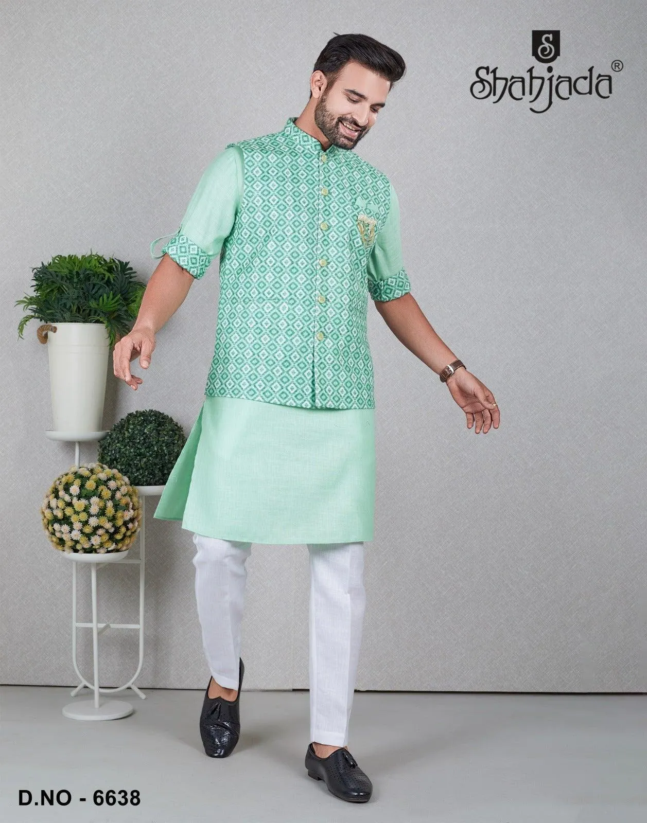 Kurta Jacket Set with Pants 6638