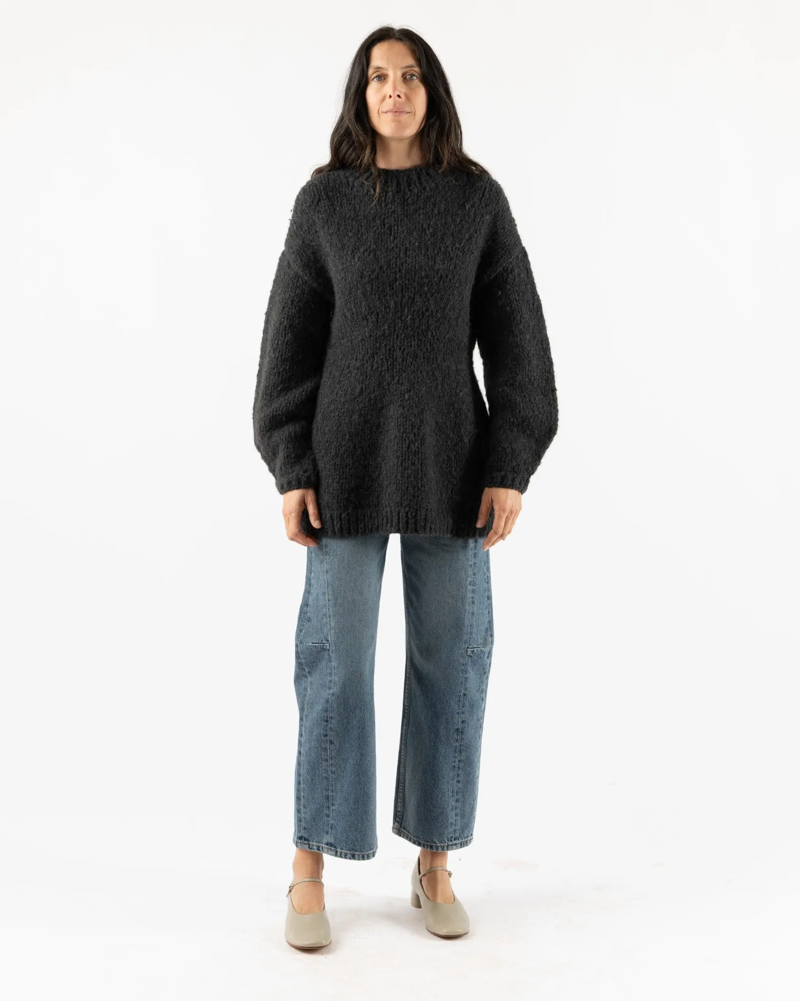 Lauren Manoogian Handknit Peplum Pullover in Ink