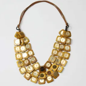 Lela Square Beaded Necklace in Mustard