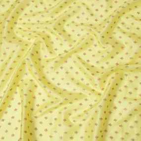 Lemon Yellow Pure Tussar Silk Fabric with Embroidery, 110 cm Width-D20697