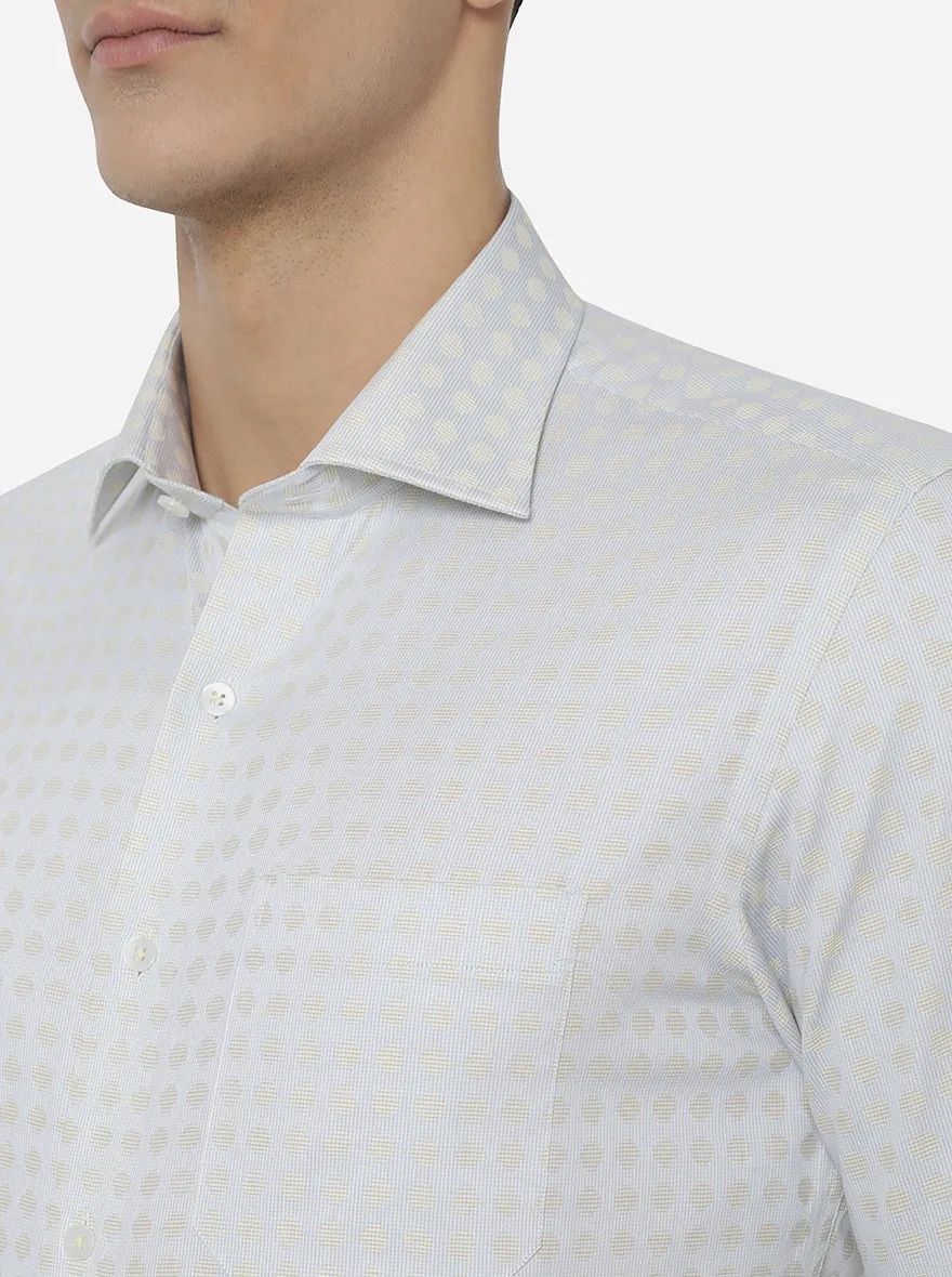 Light Blue & Yellow Printed Slim Fit Formal Shirt | Metal