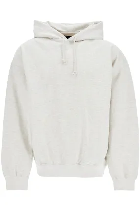 LIGHT GREY COTTON AND RECYCLED POLYESTER HOODIE FOR MEN