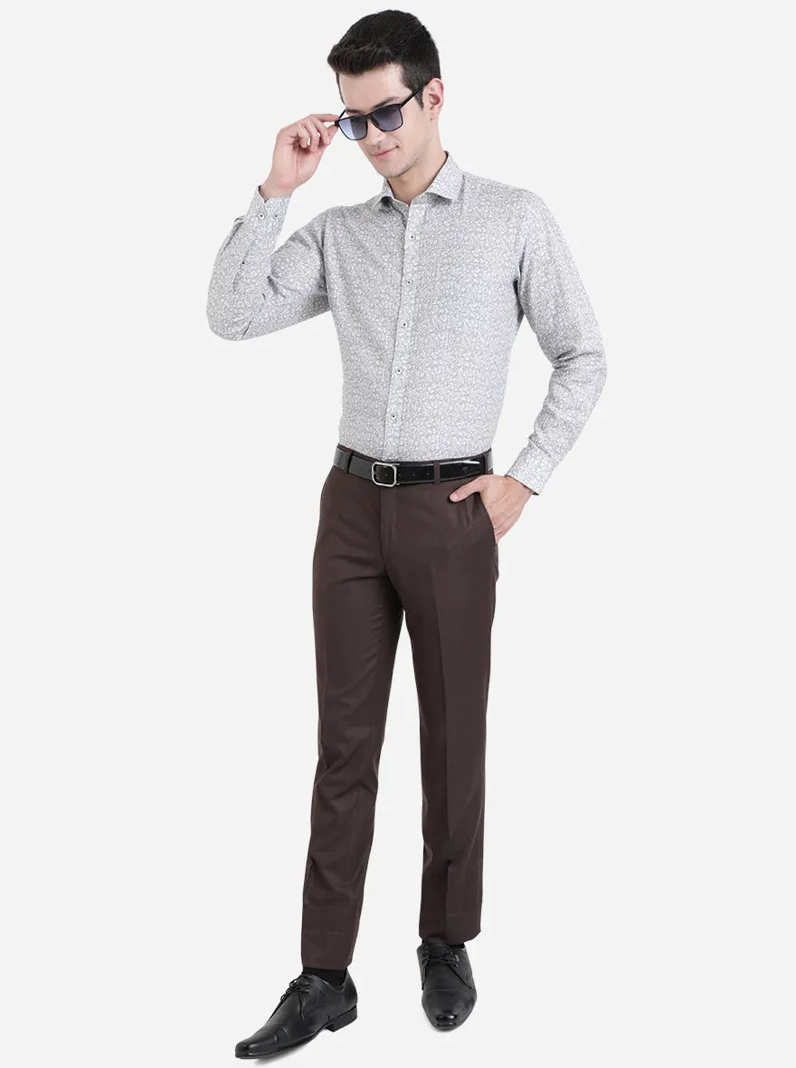 Light Grey Solid Slim Fit Formal Shirt | JadeBlue