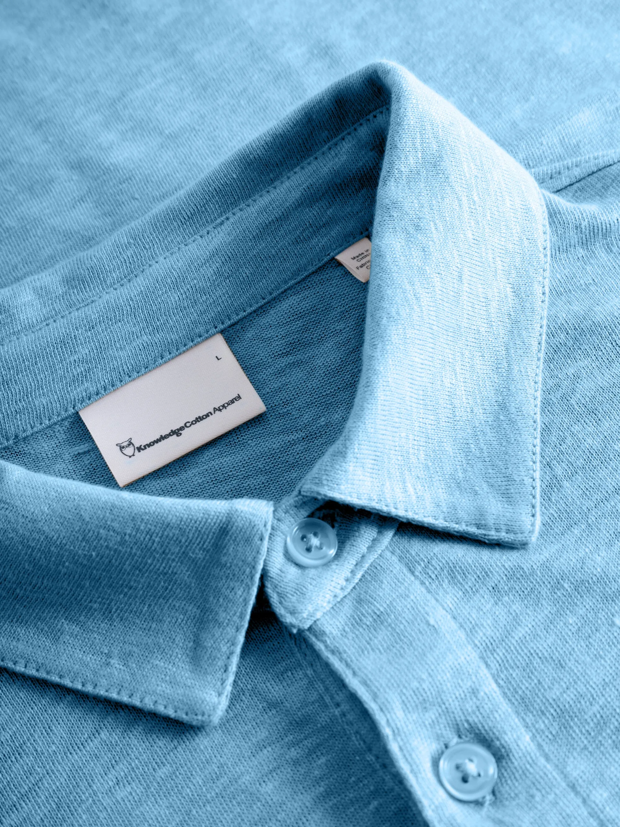 Linen polo - Airy Blue