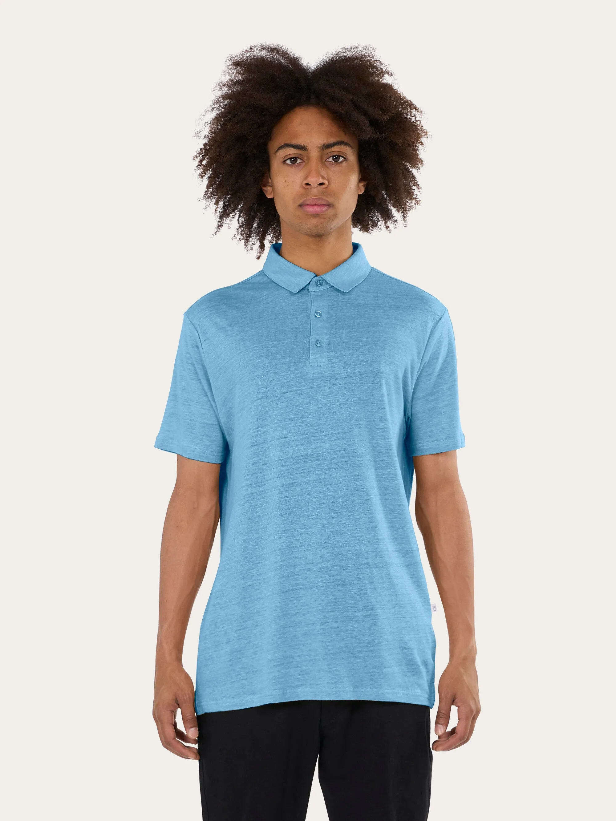 Linen polo - Airy Blue