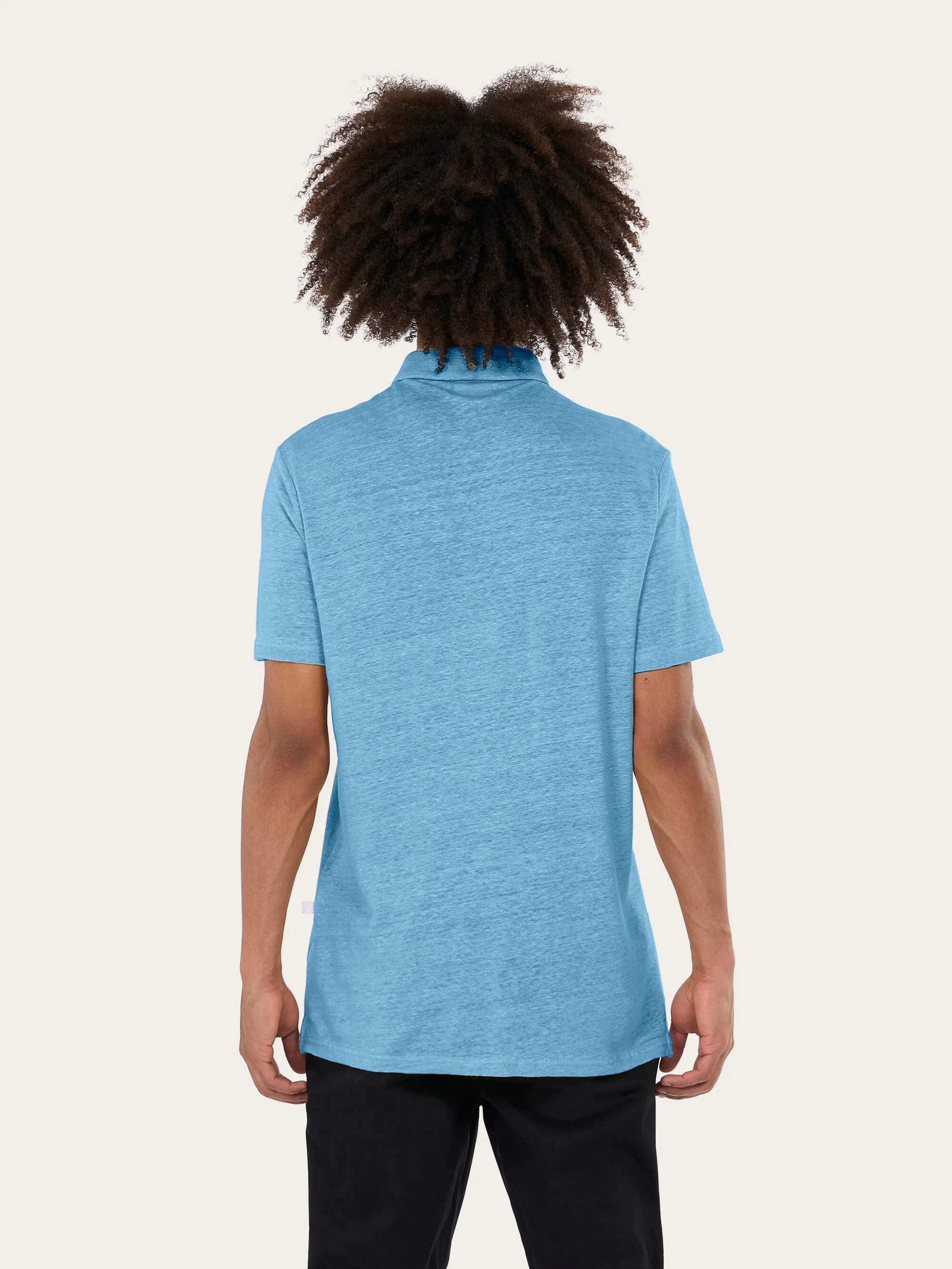 Linen polo - Airy Blue