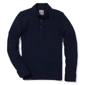 Long Sleeve Oxford Pique Polo - Navy