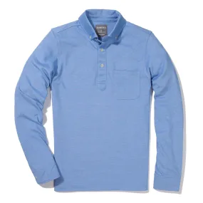 Long Sleeve Oxford Pique Polo - Sky Blue