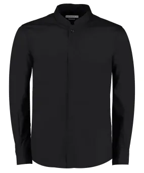 Mandarin collar shirt long-sleeved (tailored fit) | Black