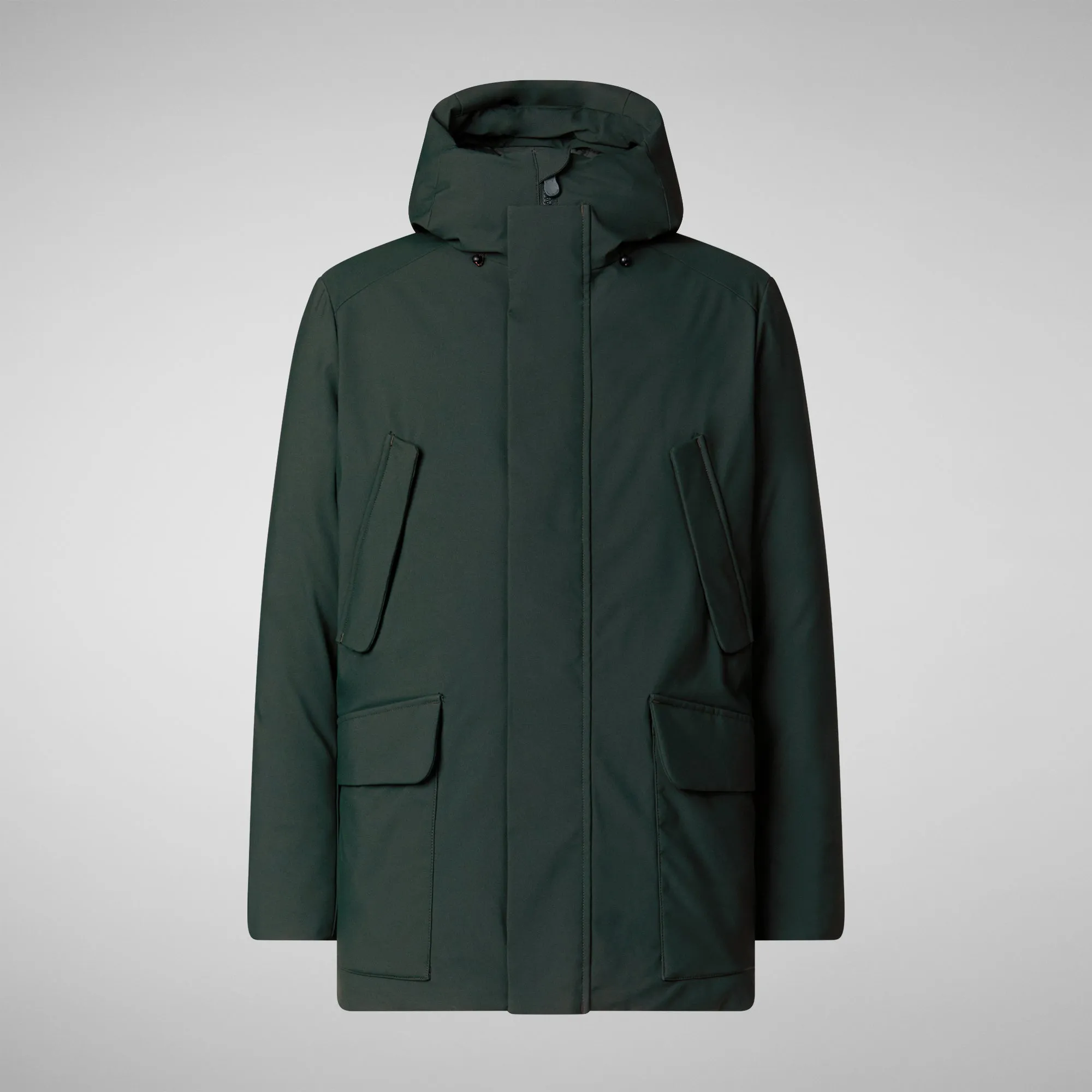 Man's hooded parka Elon in green black