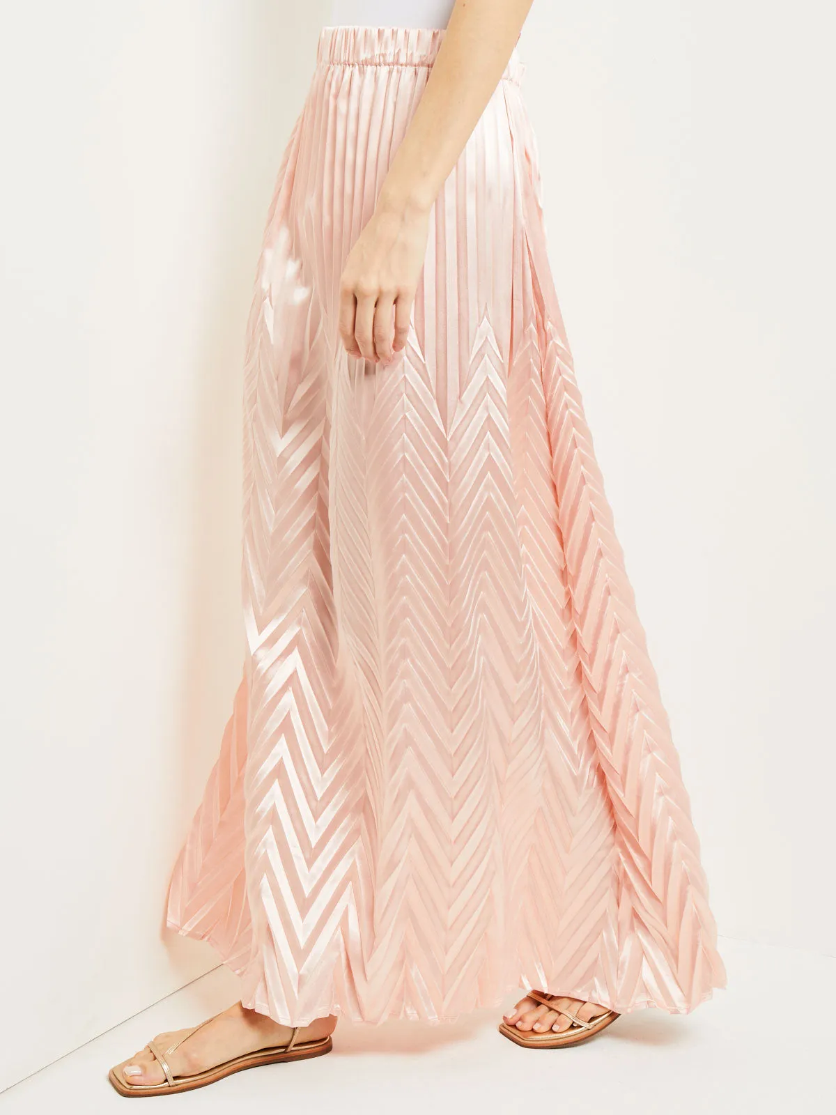 Maxi A-Line Skirt - Chevron Textured Crepe de Chine