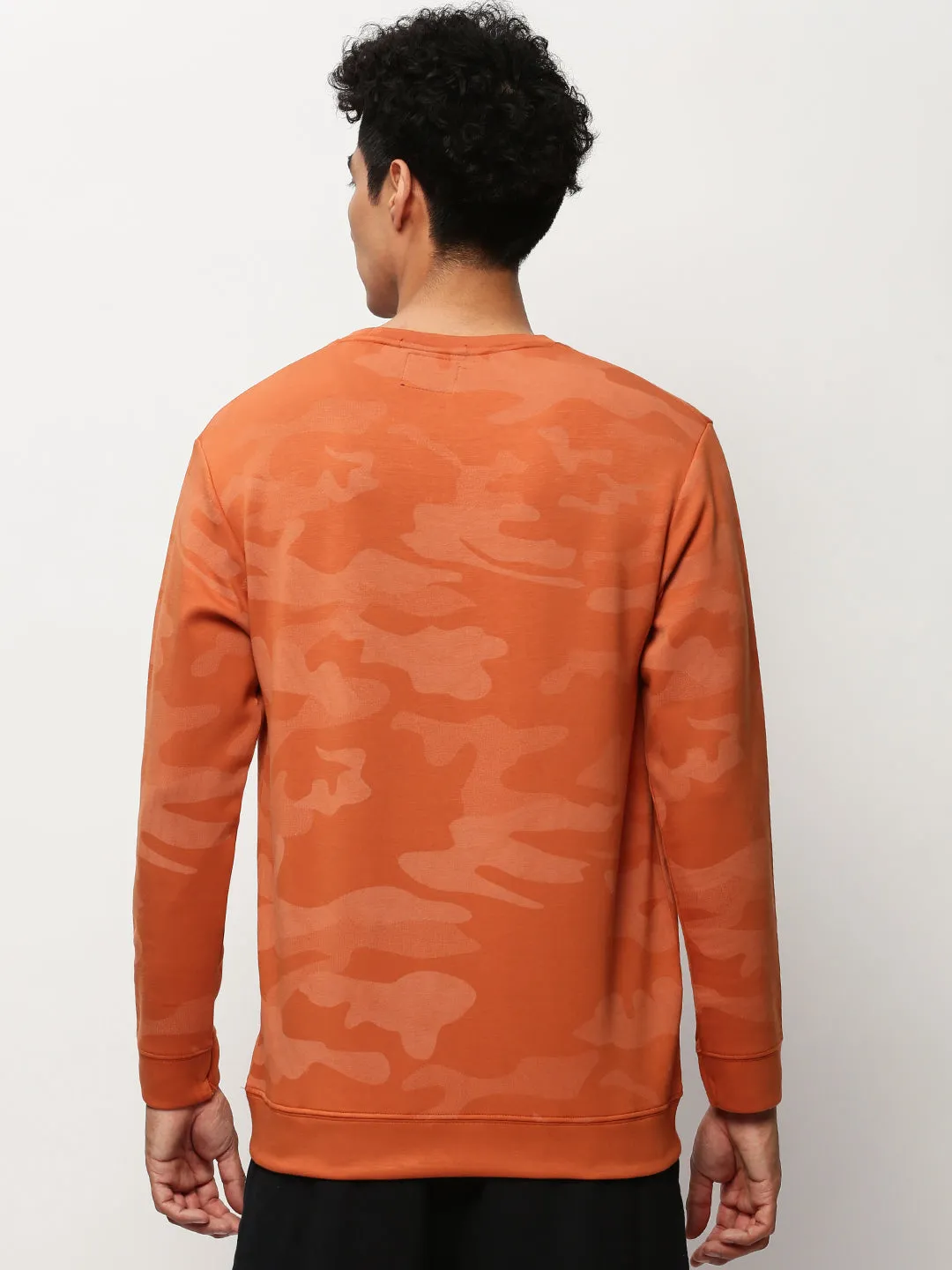 Men Orange Camouflage Casual Sweatshirts