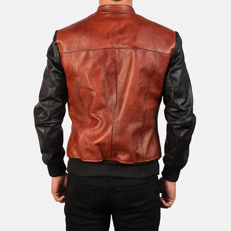 Men's Classic Casual Paneled Textured Leather Jacket 21568562K