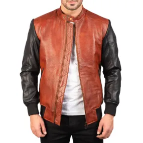 Men's Classic Casual Paneled Textured Leather Jacket 21568562K