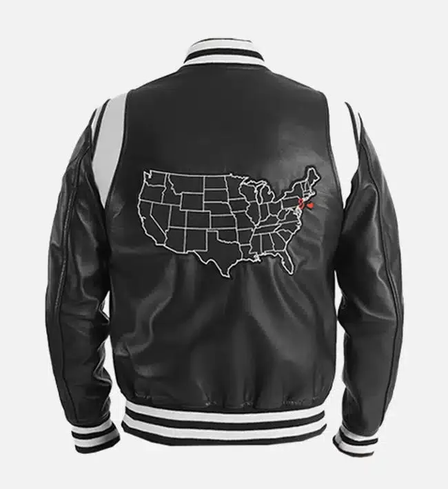 Men's Illinois Black Leather Varsity Jacket