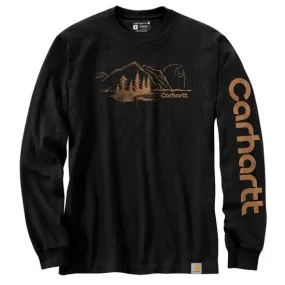 Men's Relaxed Fit Heavyweight Long-Sleeve Mountain Graphic T-Shirt