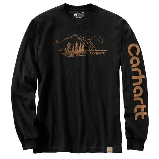 Men's Relaxed Fit Heavyweight Long-Sleeve Mountain Graphic T-Shirt