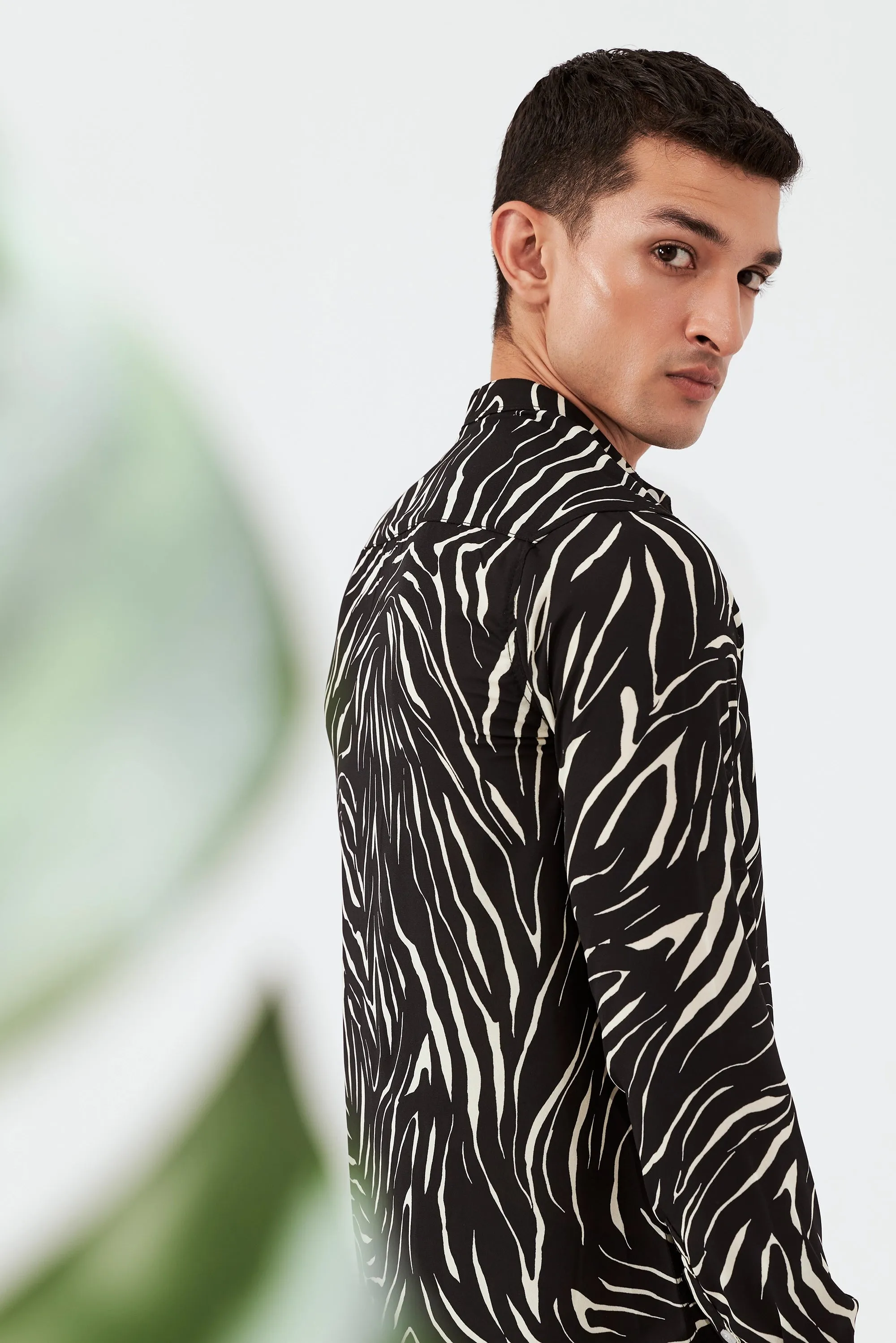 Men's Zebra Print Button-Up Shirt