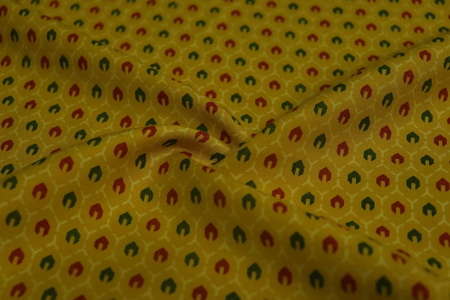 Mustard Yellow Traditional Printed Muslin Fabric