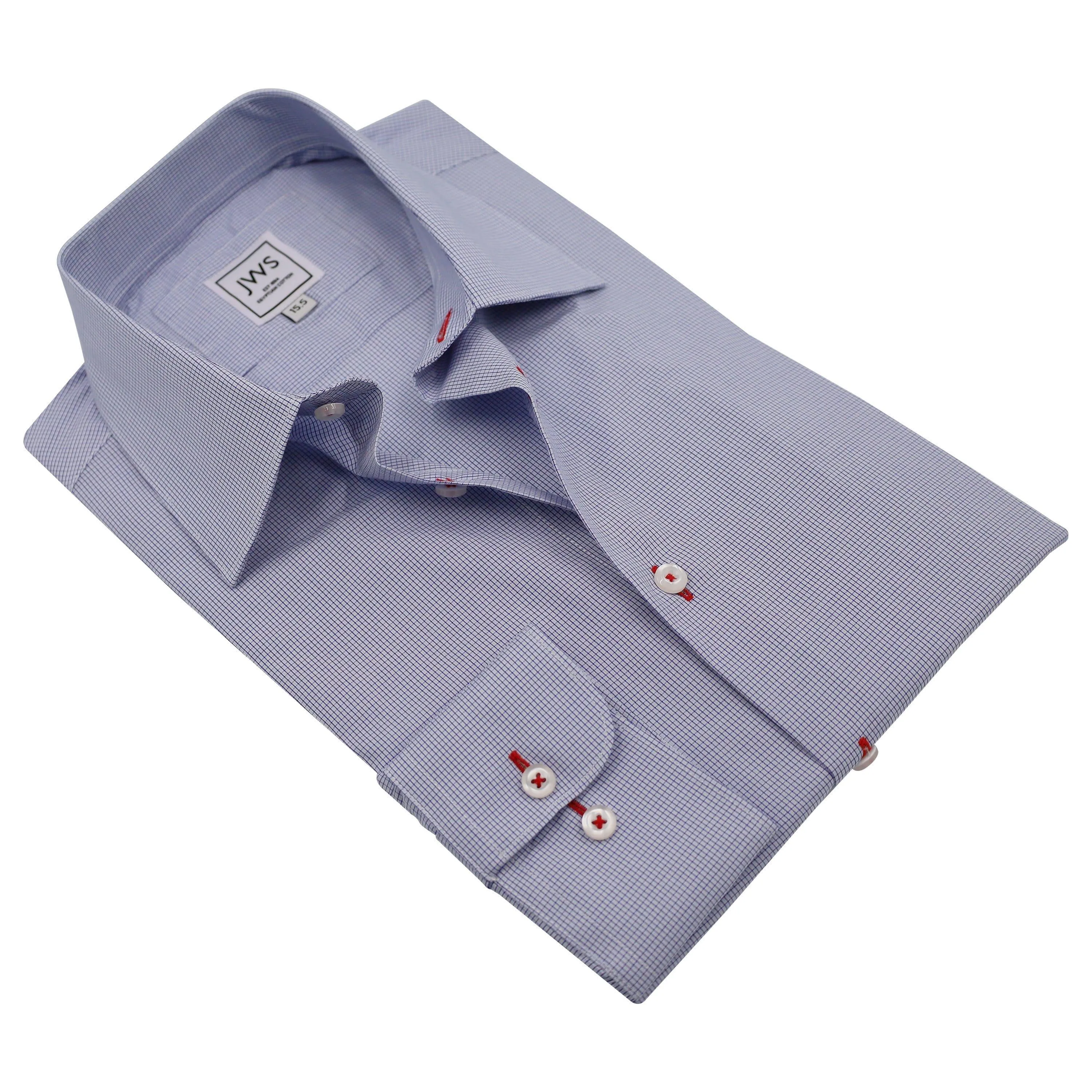 Navy Small Tattersall Non Iron Egyptian Cotton Dress Shirt