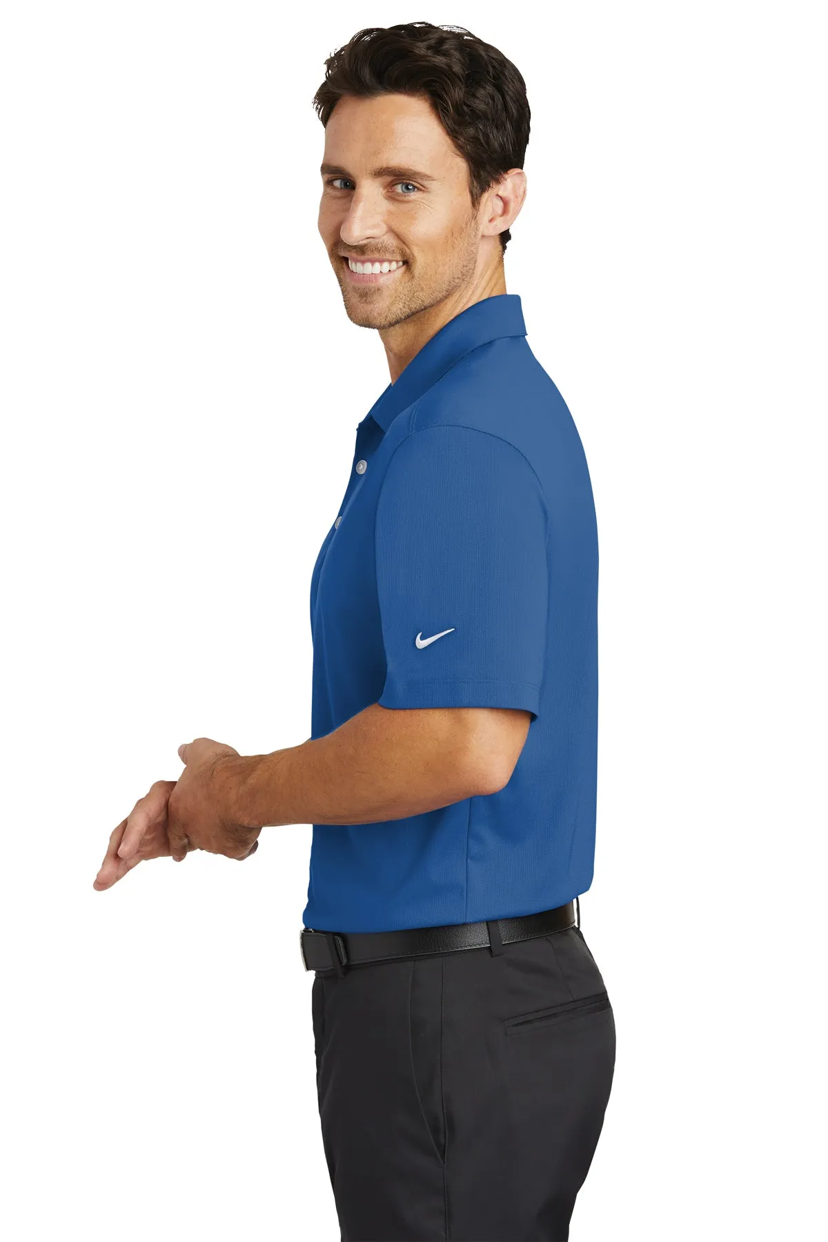 Nike Dri-FIT Vertical Mesh Custom Polos, Gym Blue