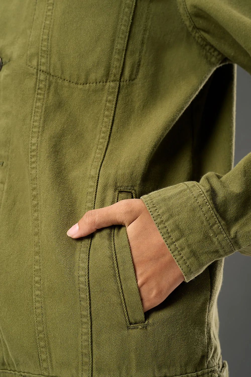 Olive Revive Denim Trucker Jacket