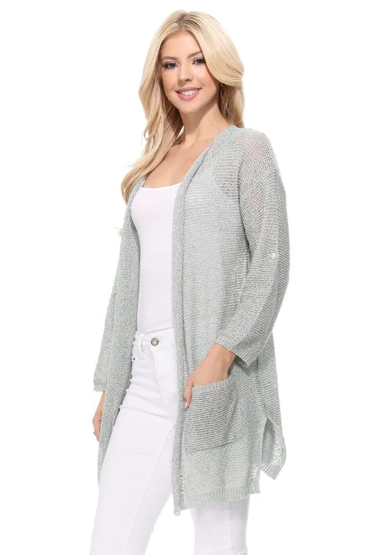 Open Stitch Long Cardigan