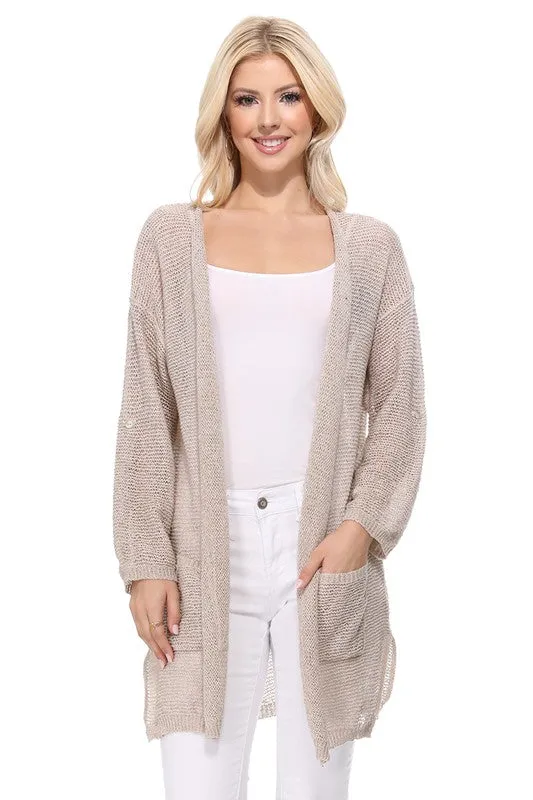 Open Stitch Long Cardigan