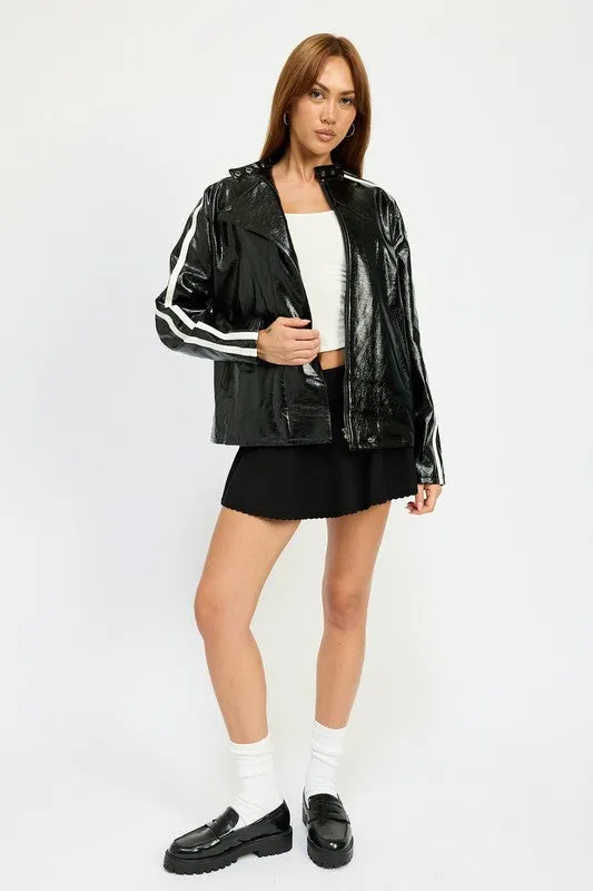 OVERSIZED MOTO PU JACKET