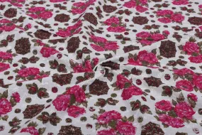 Pink & White Chikankari Work Printed Fabric