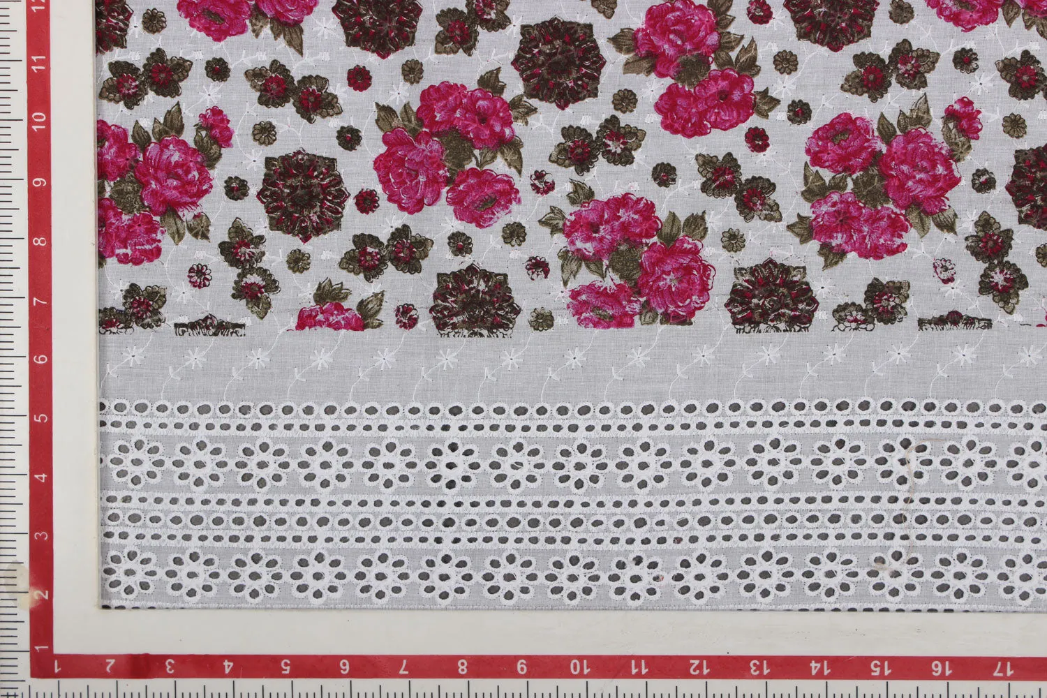 Pink & White Chikankari Work Printed Fabric