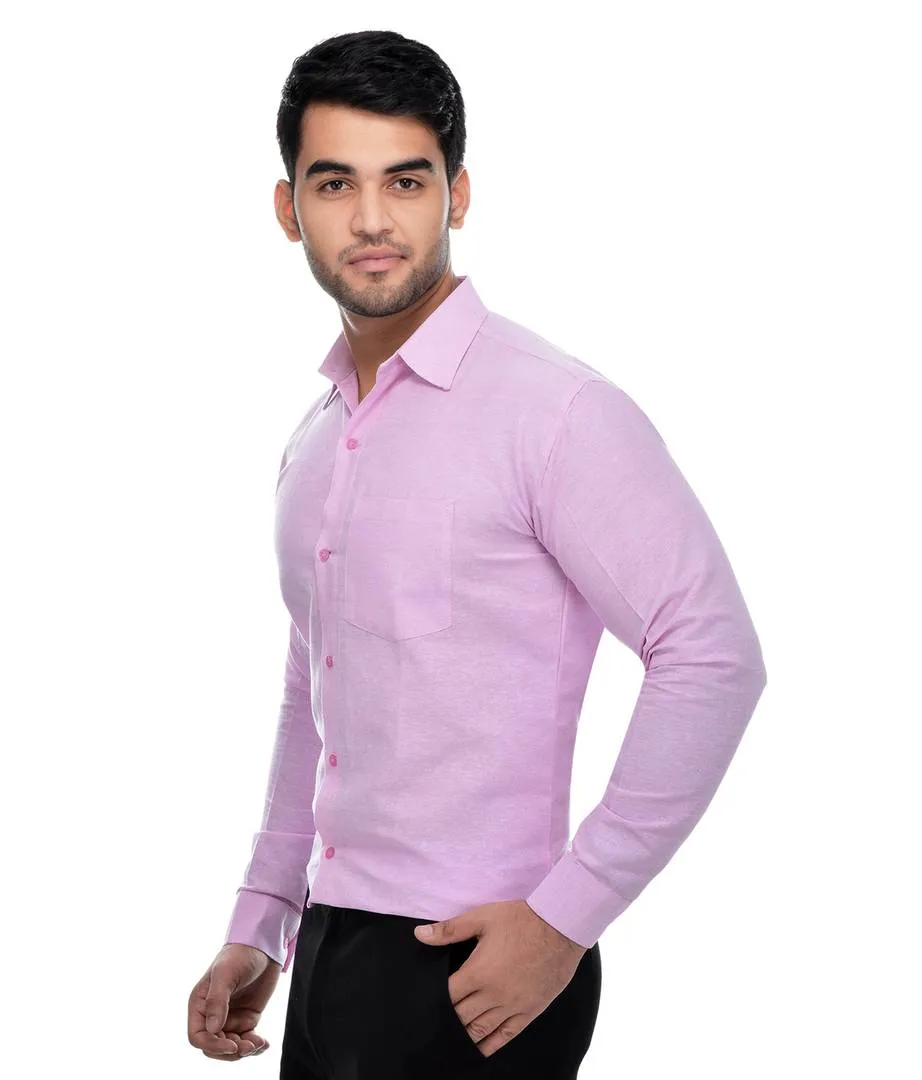 Pink Cotton Regular Fit Formal Shirt