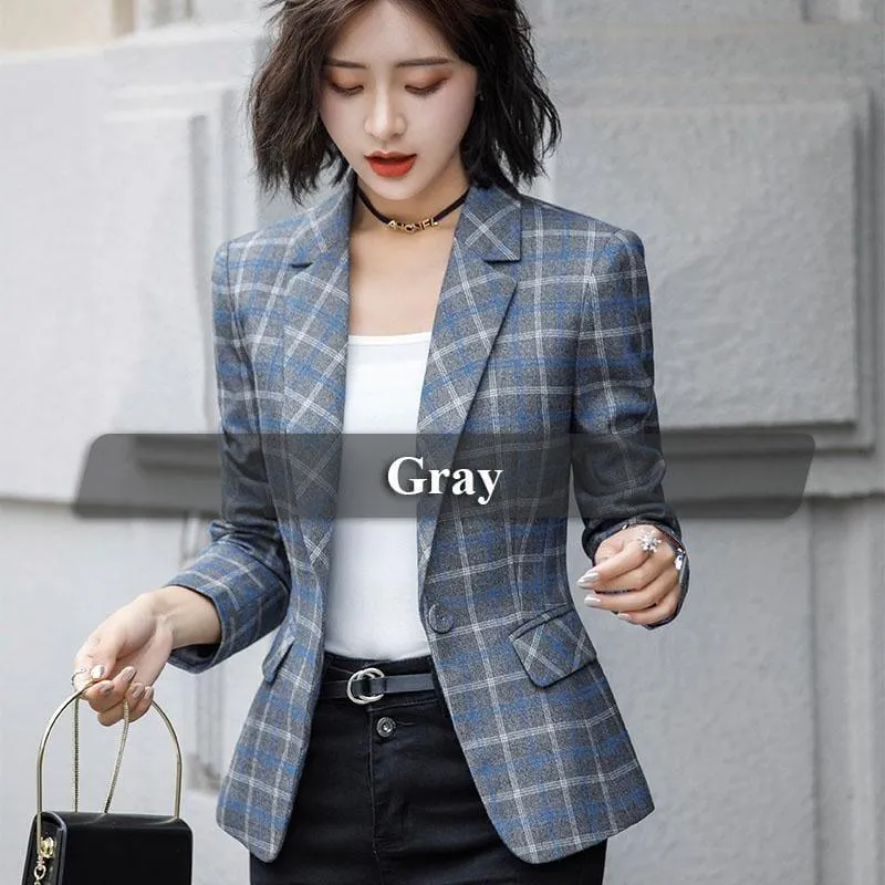 Plaid Jacket with Pocket Casual Style Blazer