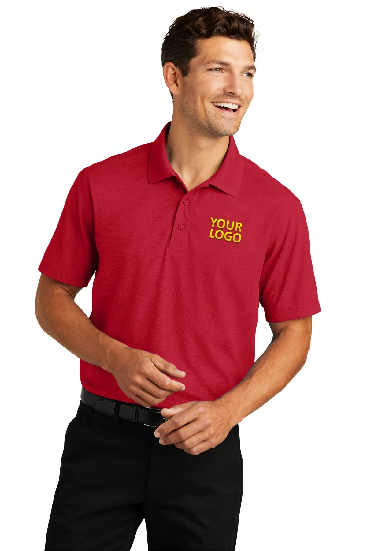 Port Authority Dry Zone Customized Grid Polos, Engine Red