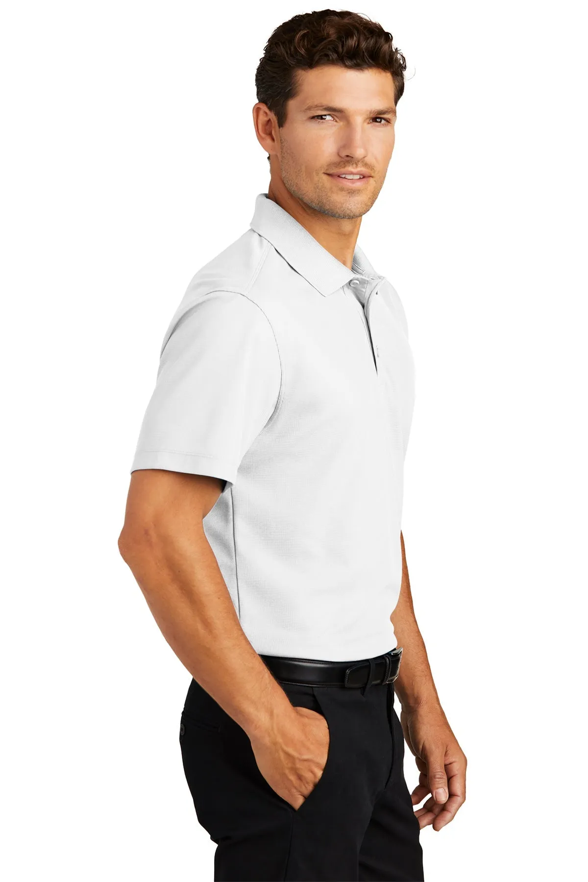 Port Authority Dry Zone Customized Grid Polos, White