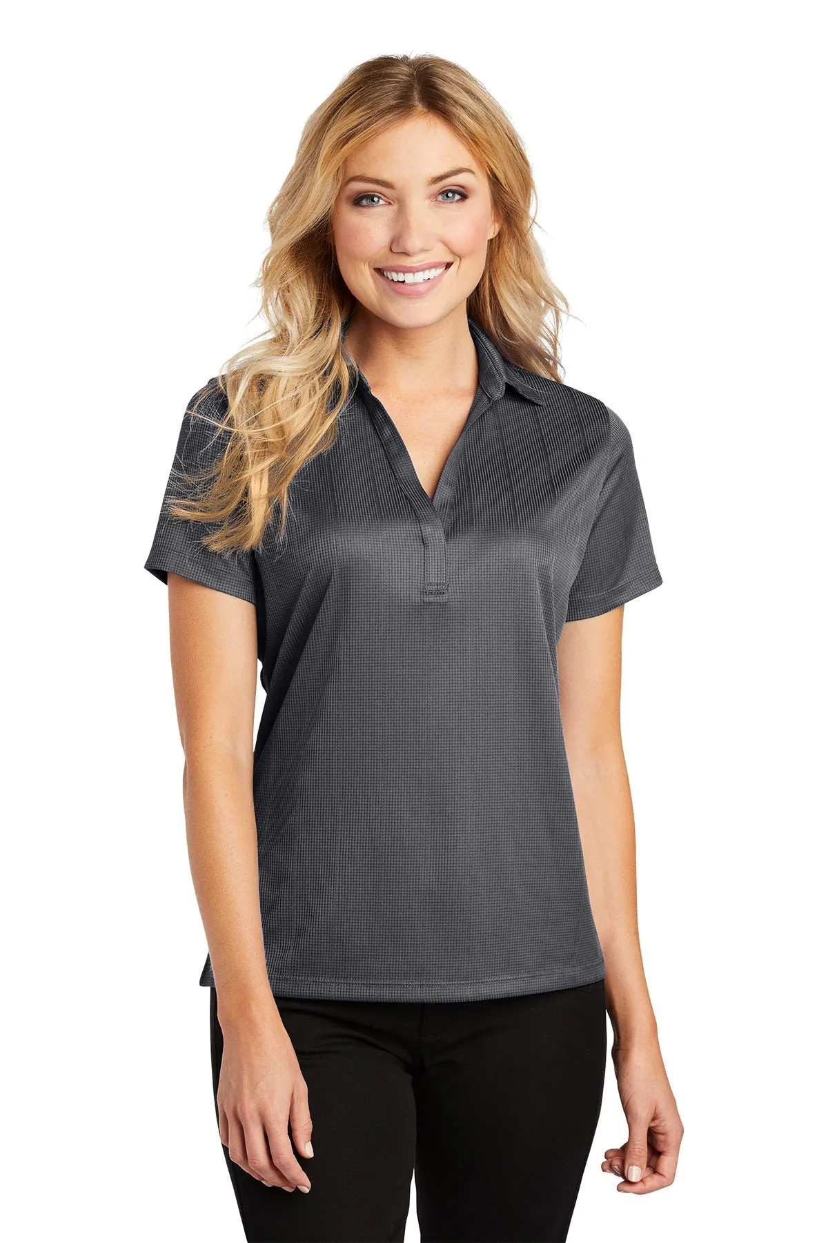 Port Authority Ladies Performance Customized Fine Jacquard Polos, Grey Smoke