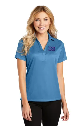 Port Authority Ladies Performance Customized Fine Jacquard Polos, Ocean Blue