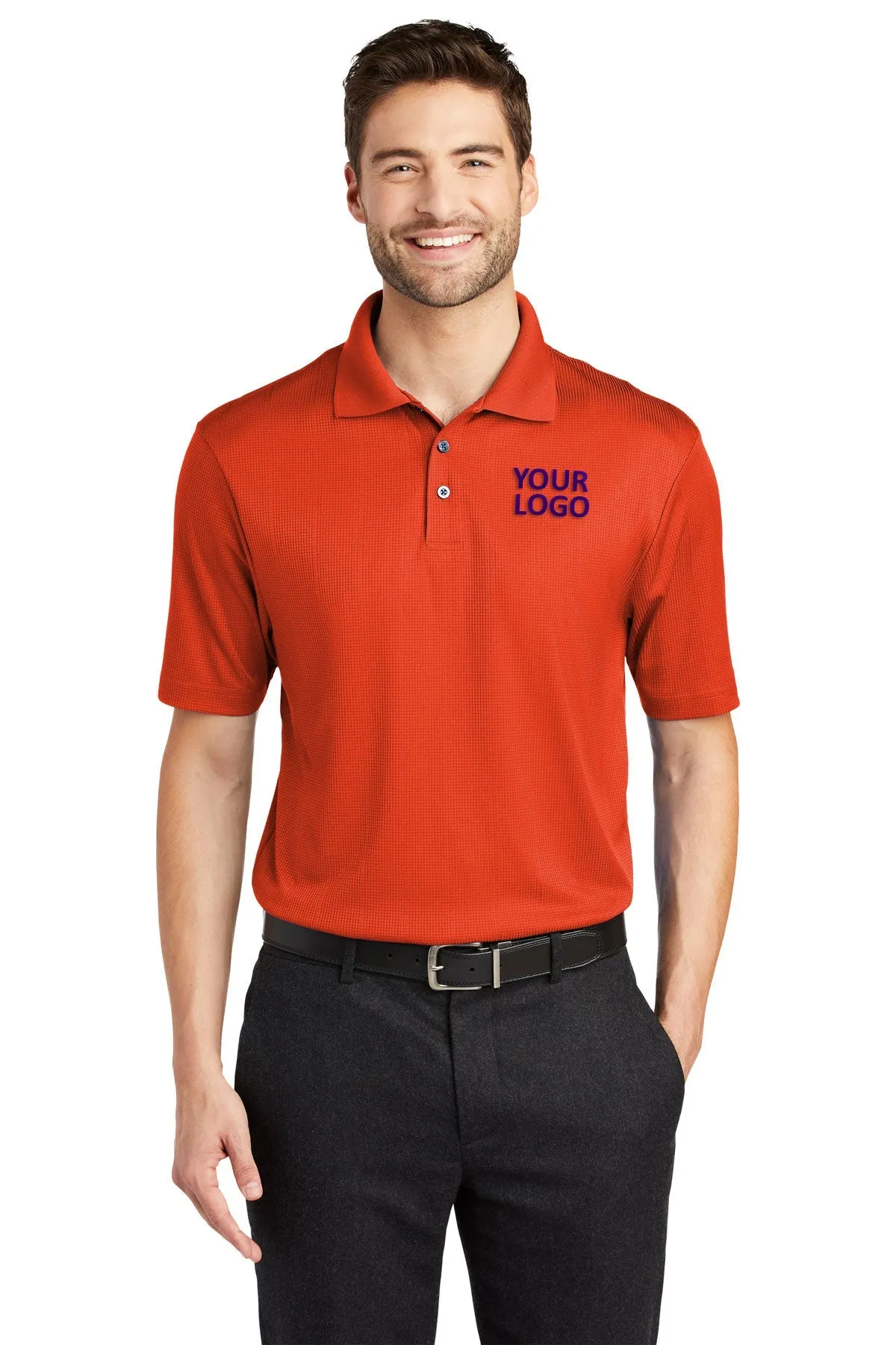 Port Authority Performance Customized Fine Jacquard Polos, Autumn Orange