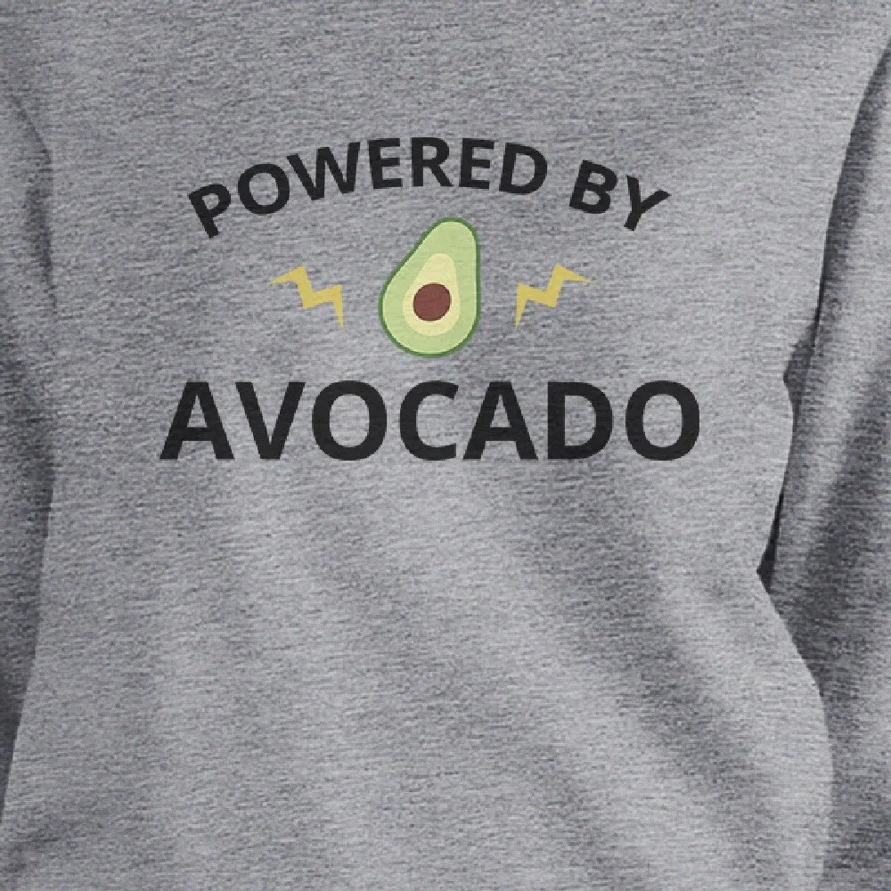 Powered By Avocado Grey Pullover Sweatshirt Unique Design Fleece