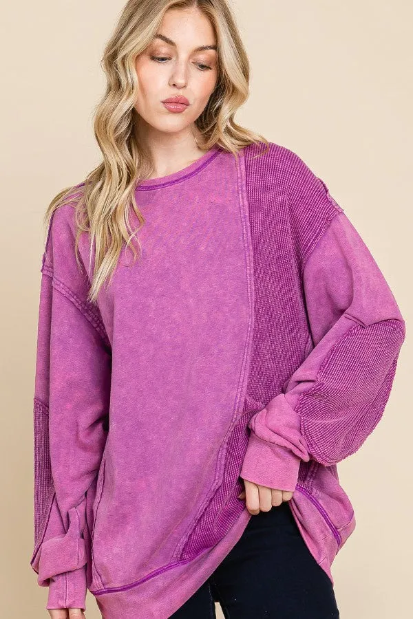 Purple Mineral Wash French Terry Thermo Sweatshirts