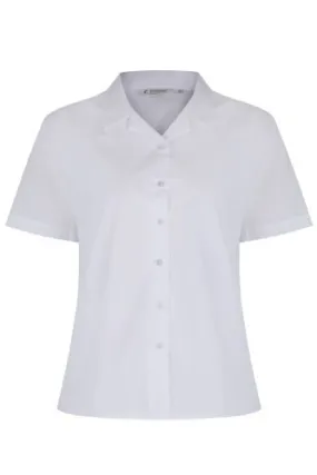 Rever Collar White Blouse - Short Sleeve (Twin Pack)