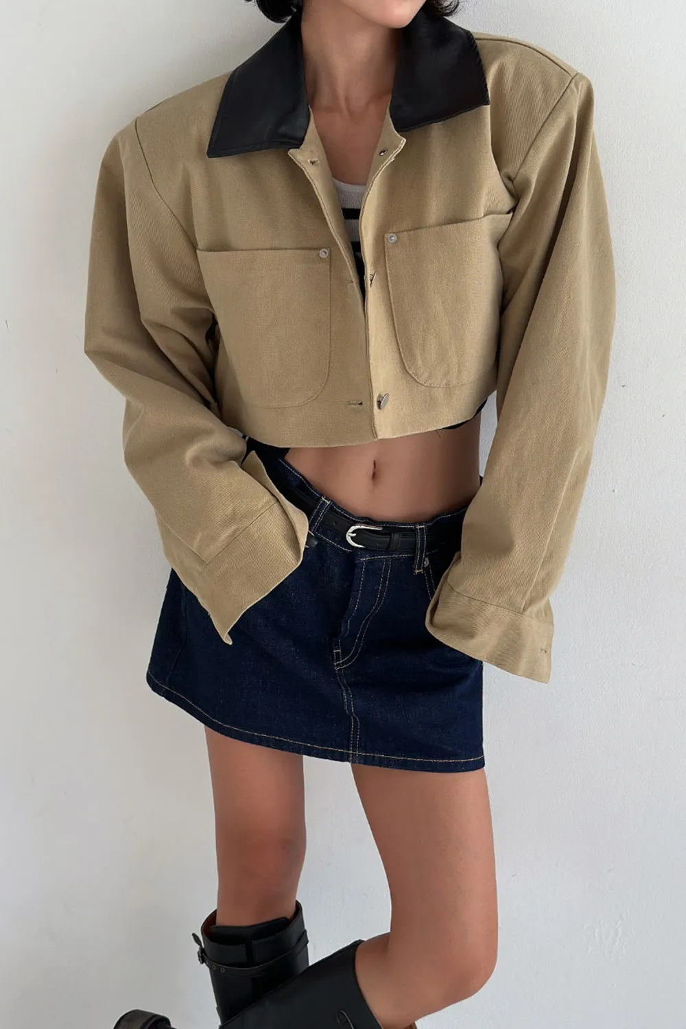 Rivet & Roll Cropped Jacket