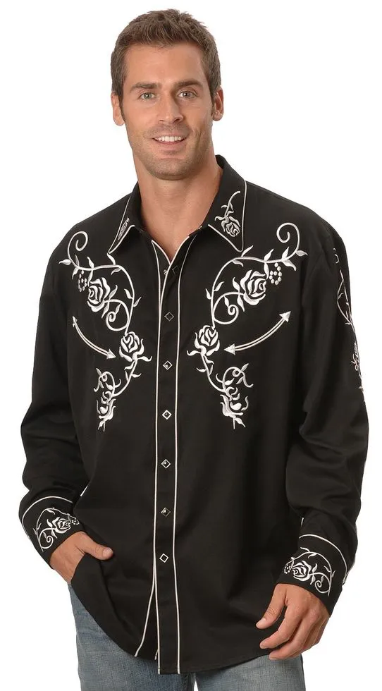 Scully Floral Embroidered Vintage Western Shirt - Big & Tall