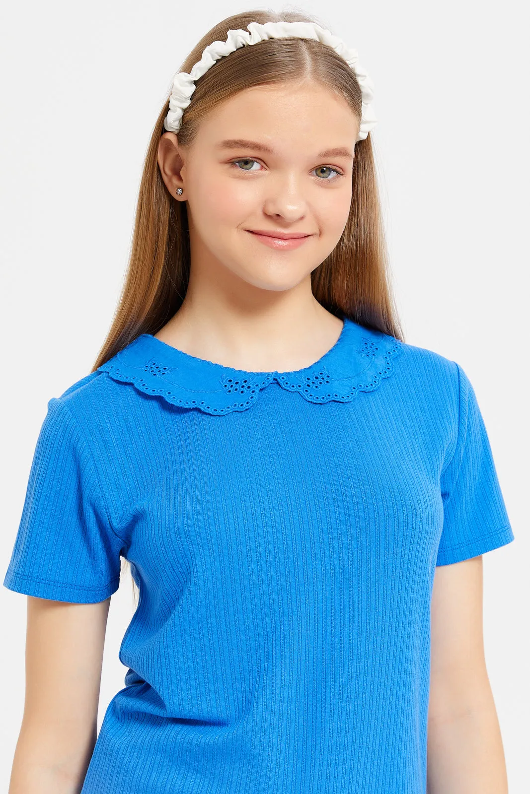 Senior Girls Blue Peter pan Collar Blouse