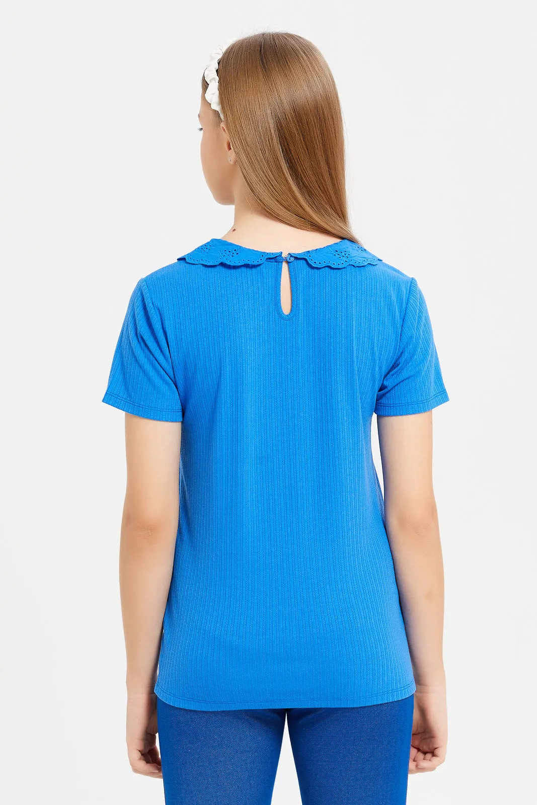 Senior Girls Blue Peter pan Collar Blouse