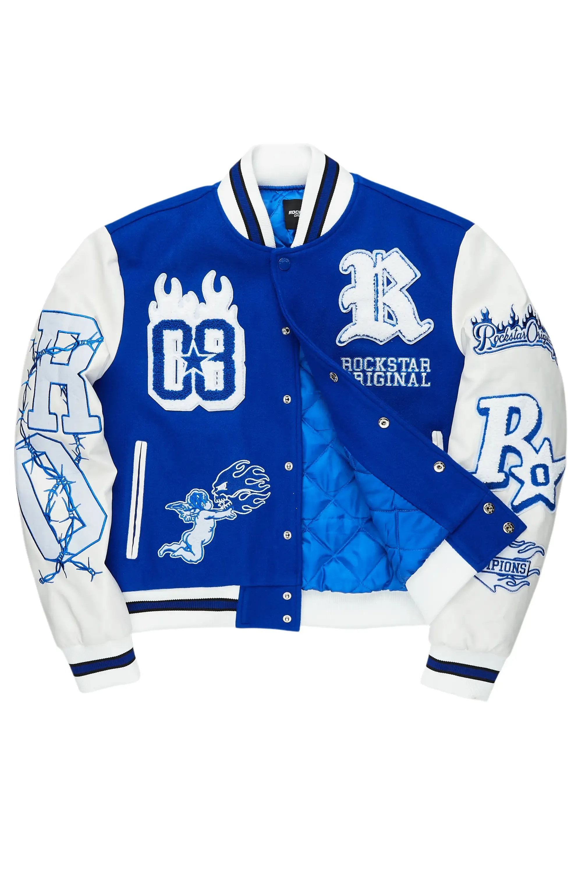 Sharray Royal Blue Oversized Varsity Jacket