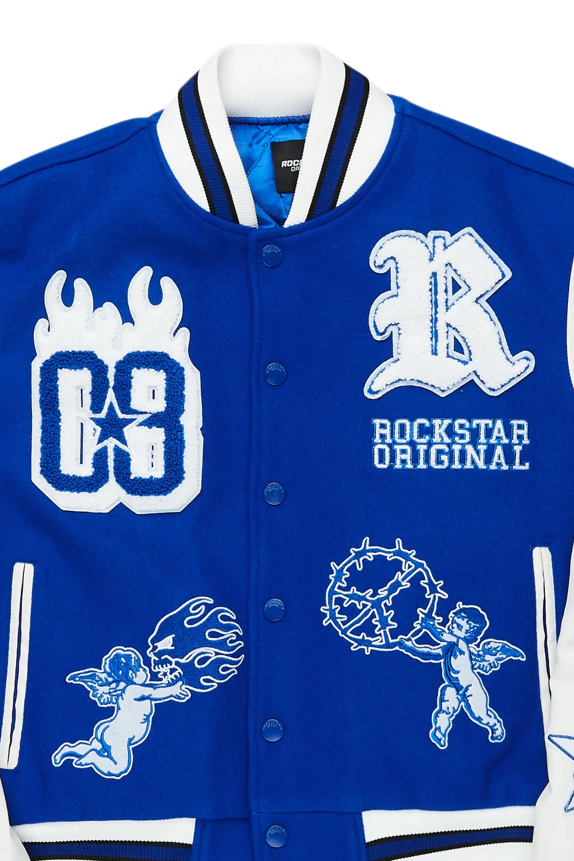 Sharray Royal Blue Oversized Varsity Jacket